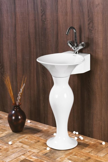 مغسل سيراميك مع عمود – تصميم فني عصري